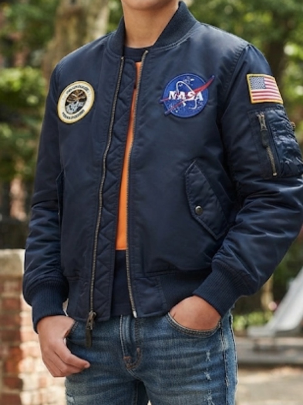 ALPHA INDUSTRIES Boys NASA MA-1 Bomber Jacket Medium 10/12